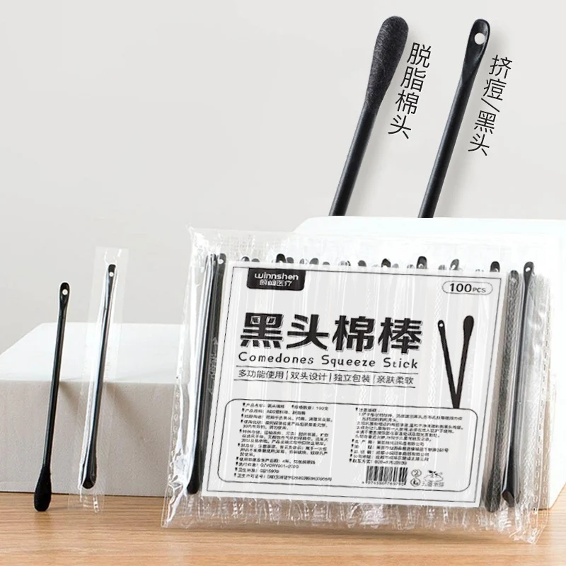 Black spiral double ear scoop cotton swab ear eyebrows wipe makeup cotton swab change eyeliner cleaning cotton swab