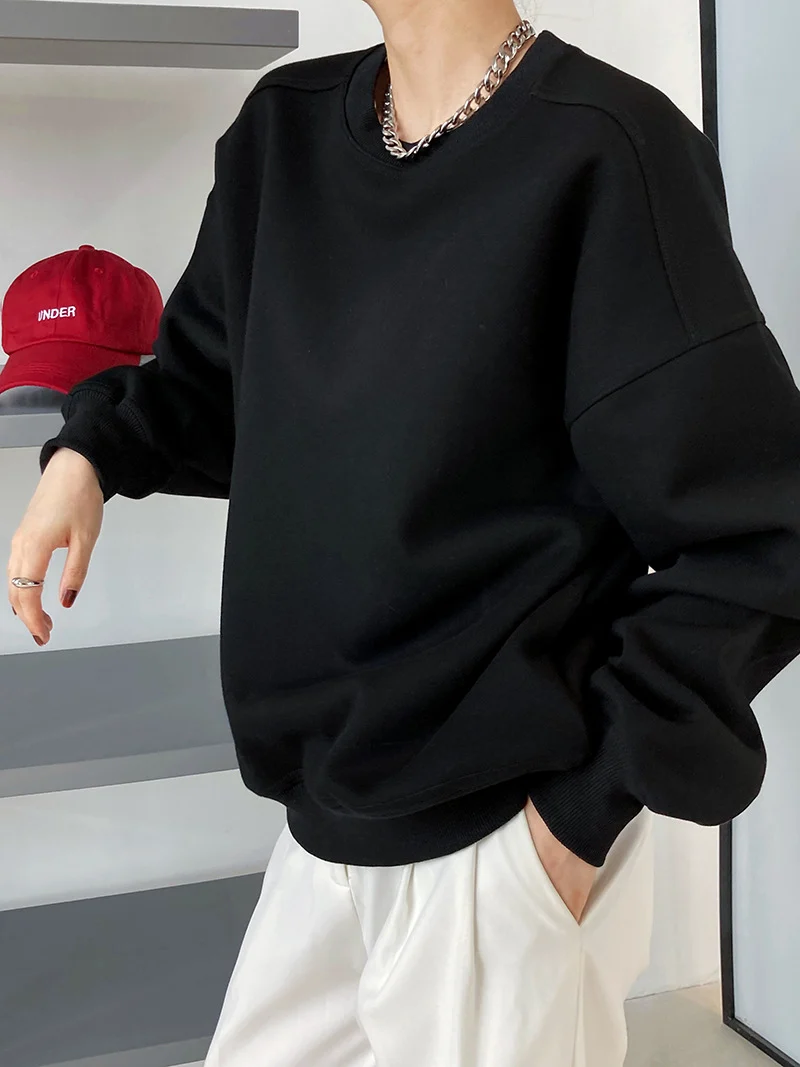 Luxi 2025 Autumn and Winter New Style Velvet Thickeneded Burgundy Sweatshirt for Women Korean Style Normcore Long-Sleeved Pullover Top 2628