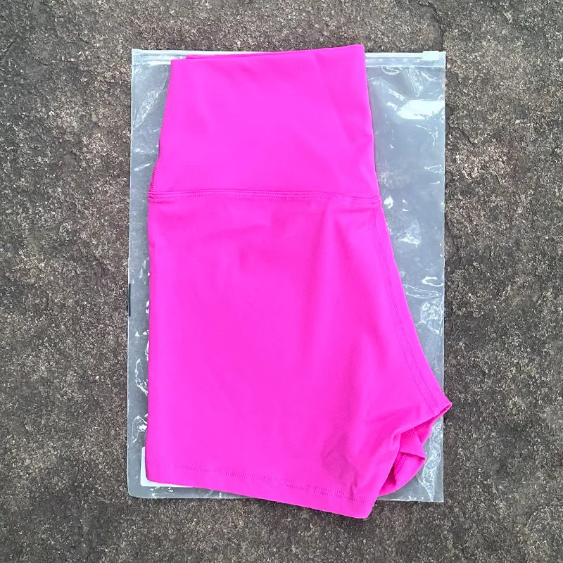 New Nude High-Waist Brushed Shorts Yoga Wear Nylon Shorts Women's Tight Yoga Three-Point Sports Shorts Peach