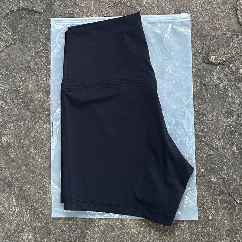 New Nude High-Waist Brushed Shorts Yoga Wear Nylon Shorts Women's Tight Yoga Three-Point Sports Shorts Peach