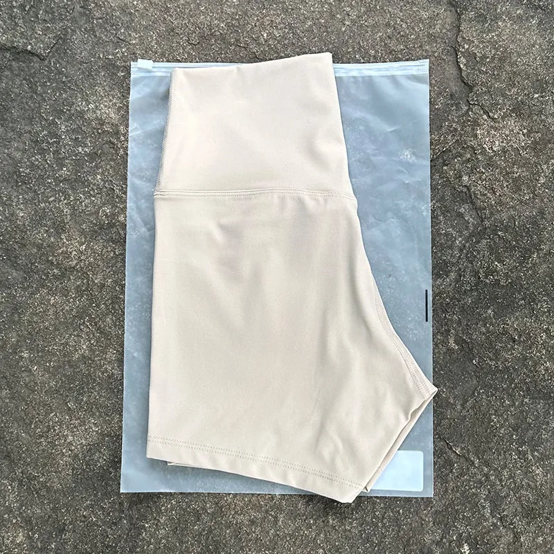 New Nude High-Waist Brushed Shorts Yoga Wear Nylon Shorts Women's Tight Yoga Three-Point Sports Shorts Peach