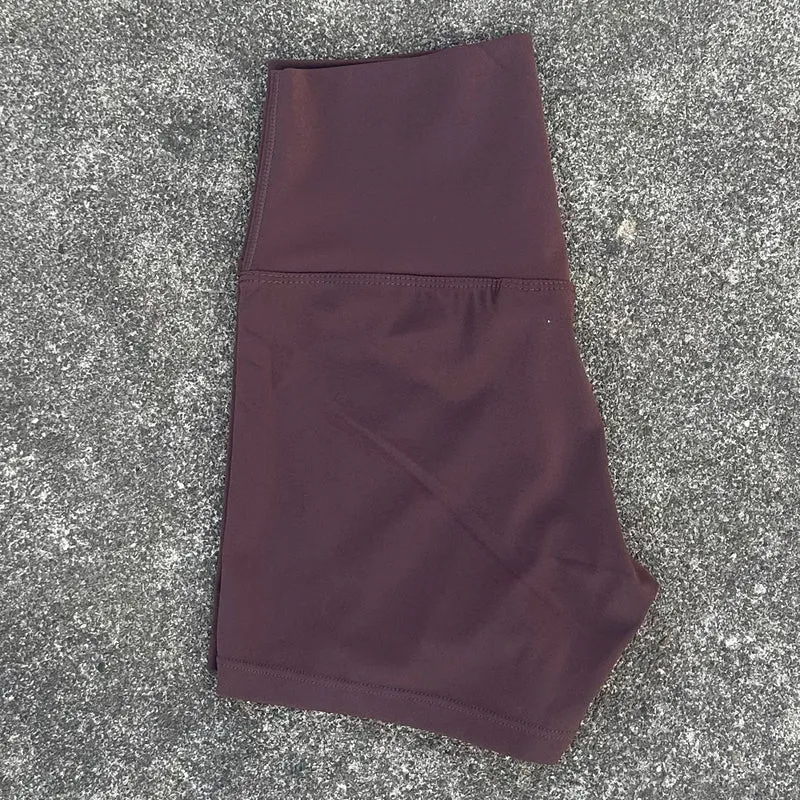 New Nude High-Waist Brushed Shorts Yoga Wear Nylon Shorts Women's Tight Yoga Three-Point Sports Shorts Peach