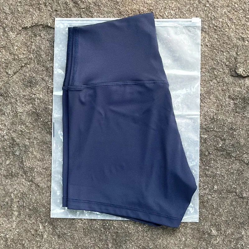 New Nude High-Waist Brushed Shorts Yoga Wear Nylon Shorts Women's Tight Yoga Three-Point Sports Shorts Peach