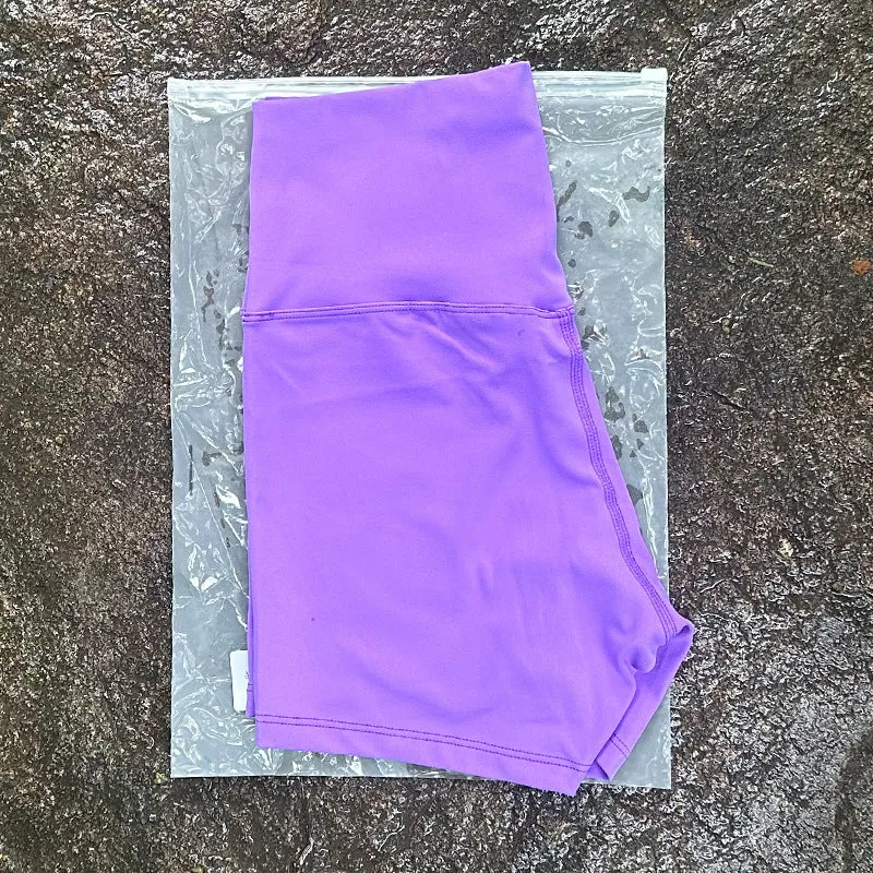 New Nude High-Waist Brushed Shorts Yoga Wear Nylon Shorts Women's Tight Yoga Three-Point Sports Shorts Peach