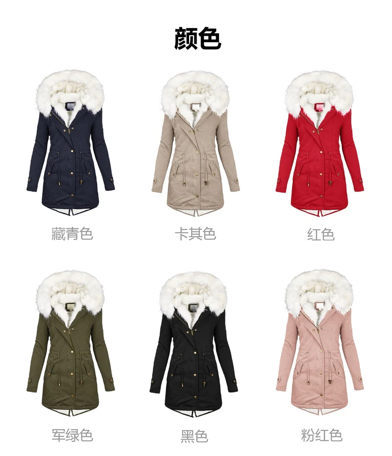 Autumn and Winter Hot Selling Export New Large Size Cotton Outwear Hooded Fur Collar Waist Thickeneded Mid-Length Women's Cotton Outwear