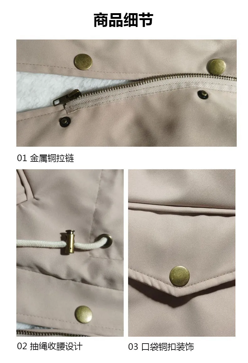 Autumn and Winter Hot Selling Export New Large Size Cotton Outwear Hooded Fur Collar Waist Thickeneded Mid-Length Women's Cotton Outwear