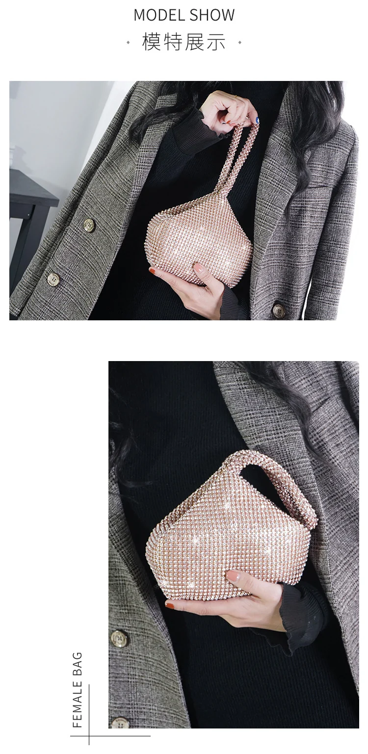 Cross-border Rhinestone Clutch Fashion Portable Cosmetic Bag Mine Bag Women's European and American Style Evening Bag Handbag
