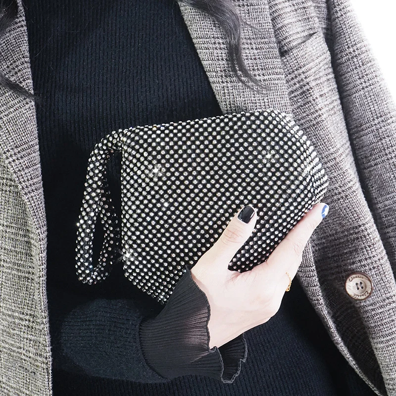 Cross-border Rhinestone Clutch Fashion Portable Cosmetic Bag Mine Bag Women's European and American Style Evening Bag Handbag