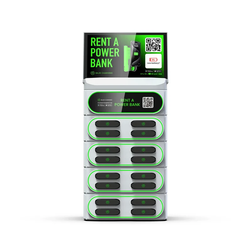 16 Slots Hospital-Grade 4G Stackable Power Bank 6000 MAh Portable Charger with Screen Sharing Rental System