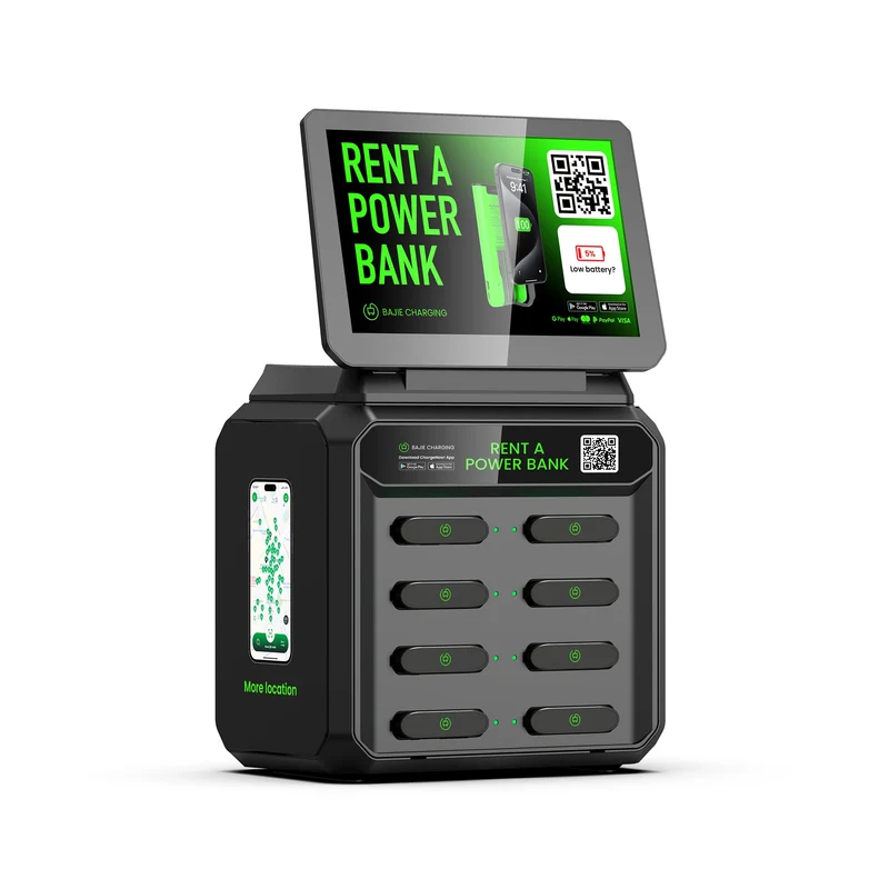 Portable Power Bank Station With 8 Slots and Phone Charging Station Overcurrent Protection 60W Solar Powered Kiosk Rental