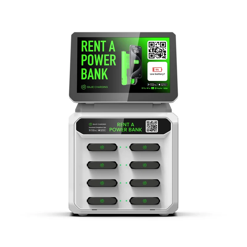 Portable Power Bank Station With 8 Slots and Phone Charging Station Overcurrent Protection 60W Solar Powered Kiosk Rental
