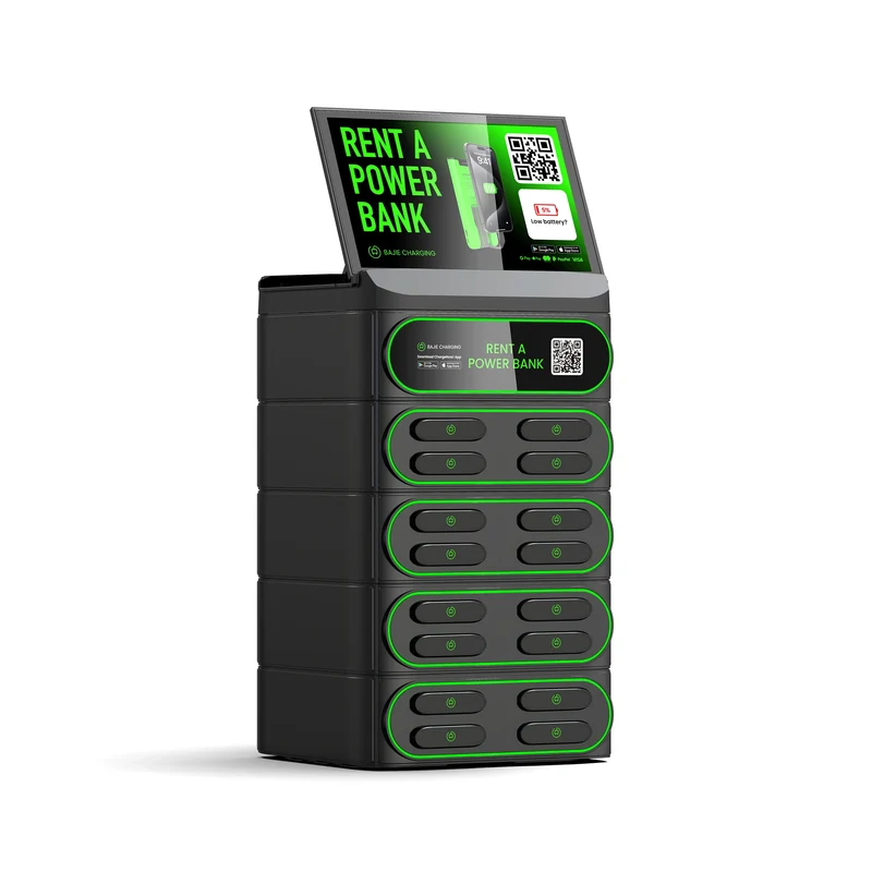 Hospital 16 Slots Stackable Machine With Screen Sharing Power Bank With Rental System 4G Fast Charging Station
