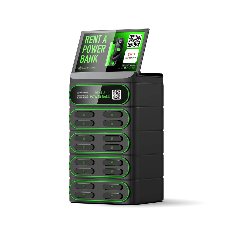 Hospital 16 Slots Stackable Machine With Screen Sharing Power Bank With Rental System 4G Fast Charging Station