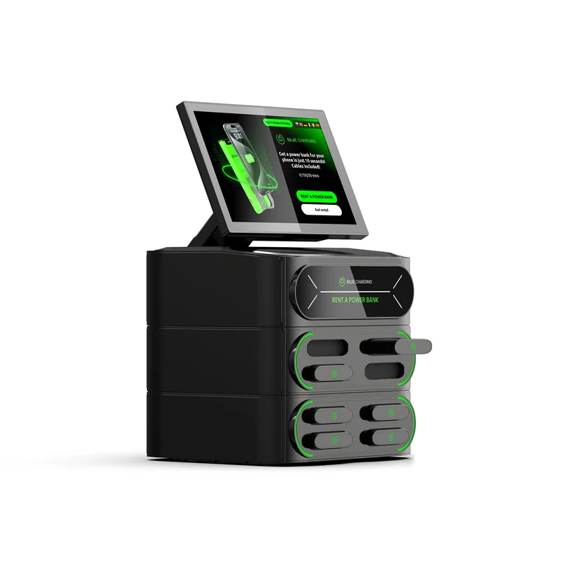 Passive Income Business Idea 8-Slot with 10.1 Touch Screen Built-in POS and Card Reader Mobile Charging Station Fast Power Bank