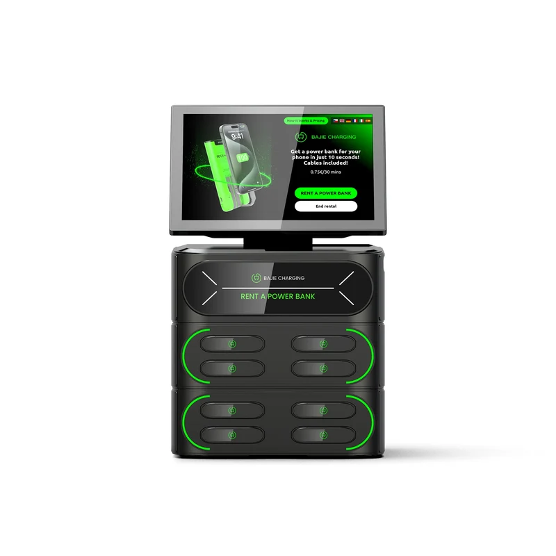 Passive Income Business Idea 8-Slot with 10.1 Touch Screen Built-in POS and Card Reader Mobile Charging Station Fast Power Bank