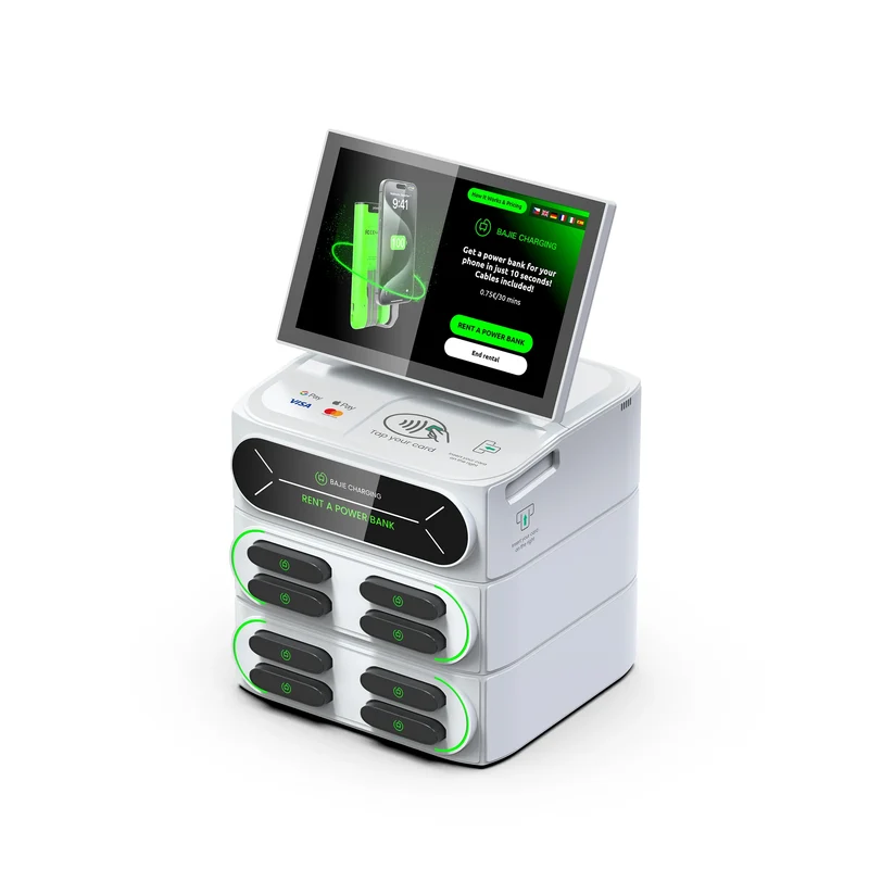 Passive Income Business Idea 8-Slot with 10.1 Touch Screen Built-in POS and Card Reader Mobile Charging Station Fast Power Bank