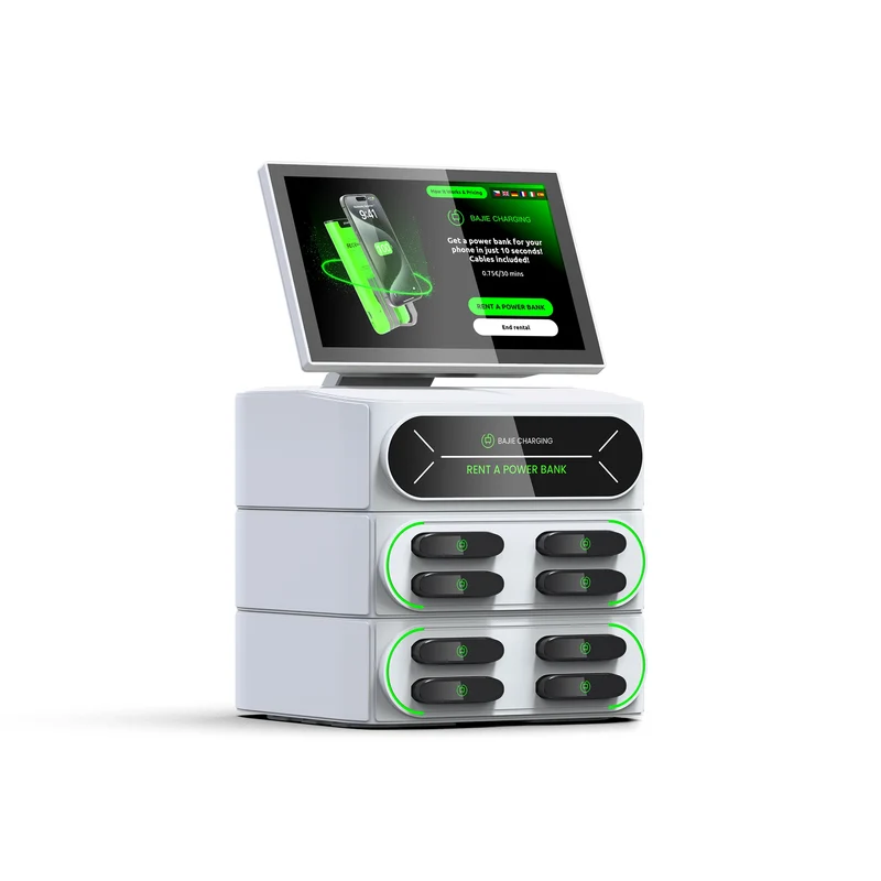 Passive Income Business Idea 8-Slot with 10.1 Touch Screen Built-in POS and Card Reader Mobile Charging Station Fast Power Bank