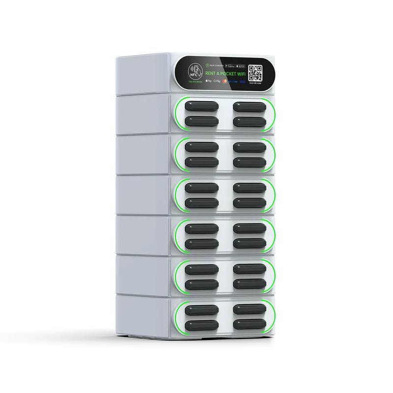 hot sale sharing power bank rental station 24-stack hire phone charging station with MIFI shared powerbank vending machine