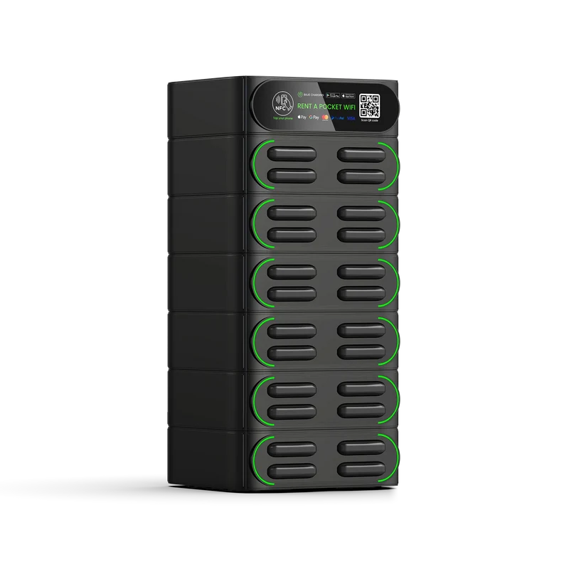 hot sale sharing power bank rental station 24-stack hire phone charging station with MIFI shared powerbank vending machine