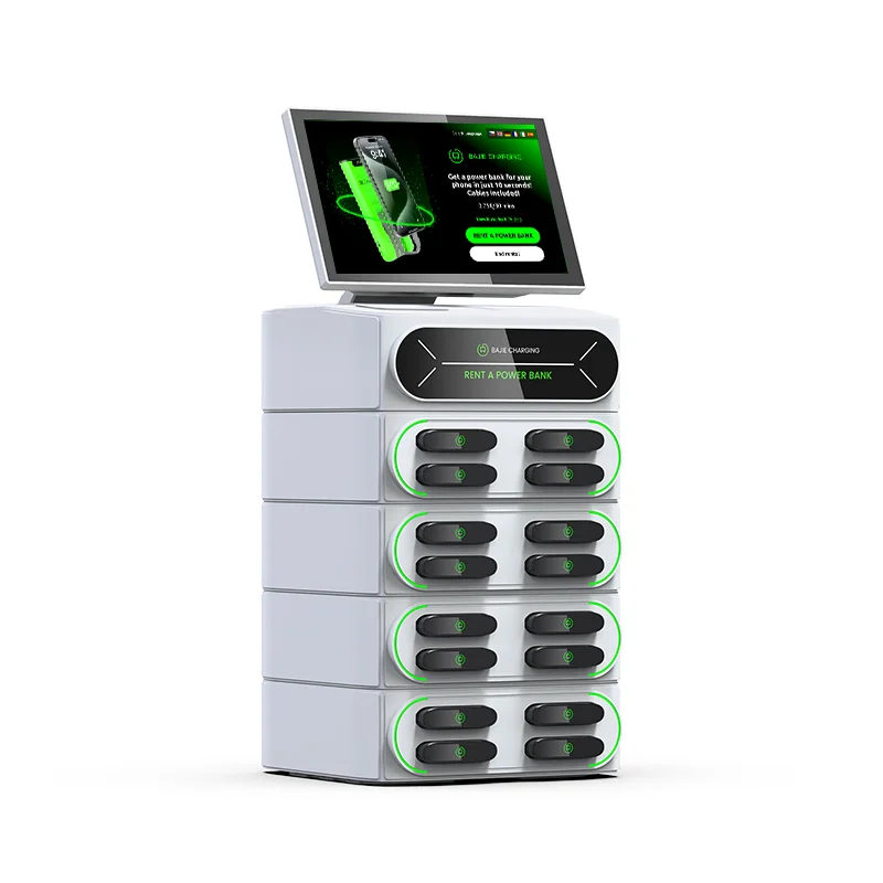 16-Slot Touch-Screen Integrated Portable Charging Station Stackable Cell Phone 4G Power Bank 6000mAh 60W Output for Rental