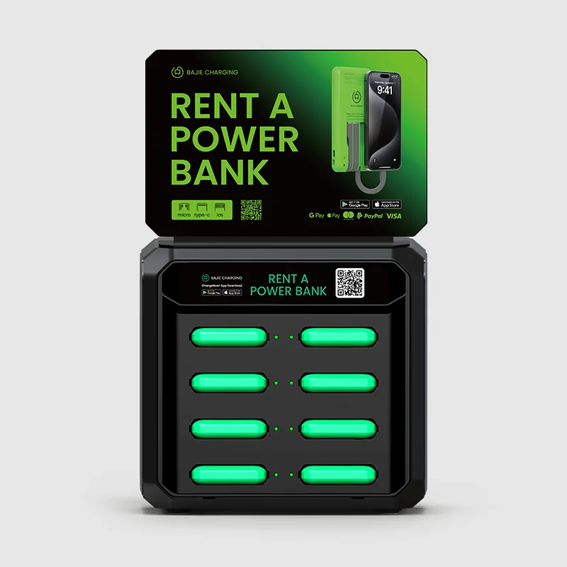 8 Slots Cable Billboard Rental Power Bank Sharing Powerbank Vending Machine Fast Chargers Shared Cell Phone Charging Station