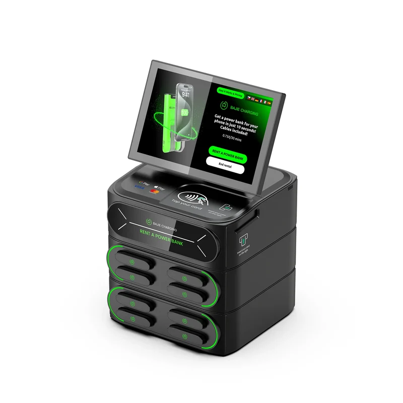 Trendy 2026 Smart Charging Station 8 Secure Ports with Responsive Touch Screen for Shared Rental Power Bank Service Malls Cafes