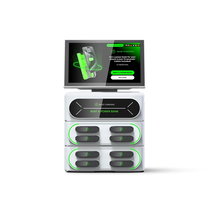 Trendy 2026 Smart Charging Station 8 Secure Ports with Responsive Touch Screen for Shared Rental Power Bank Service Malls Cafes