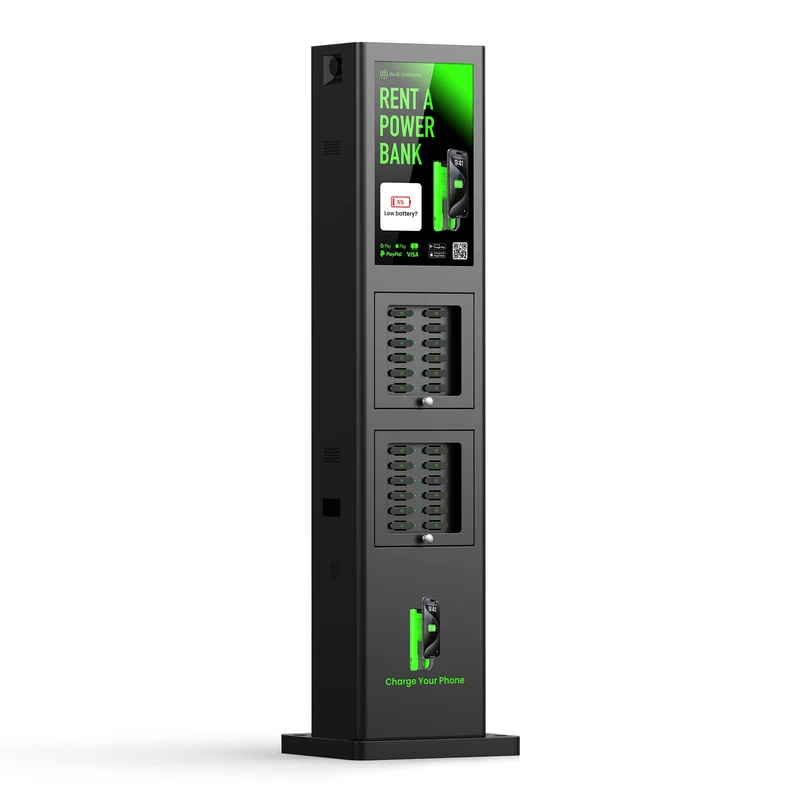Rental Power Bank Simcard 24 Slots 23.8-inch Led Display Touch Screen Waterproof Shared Charging Station 160w Output Power Cord