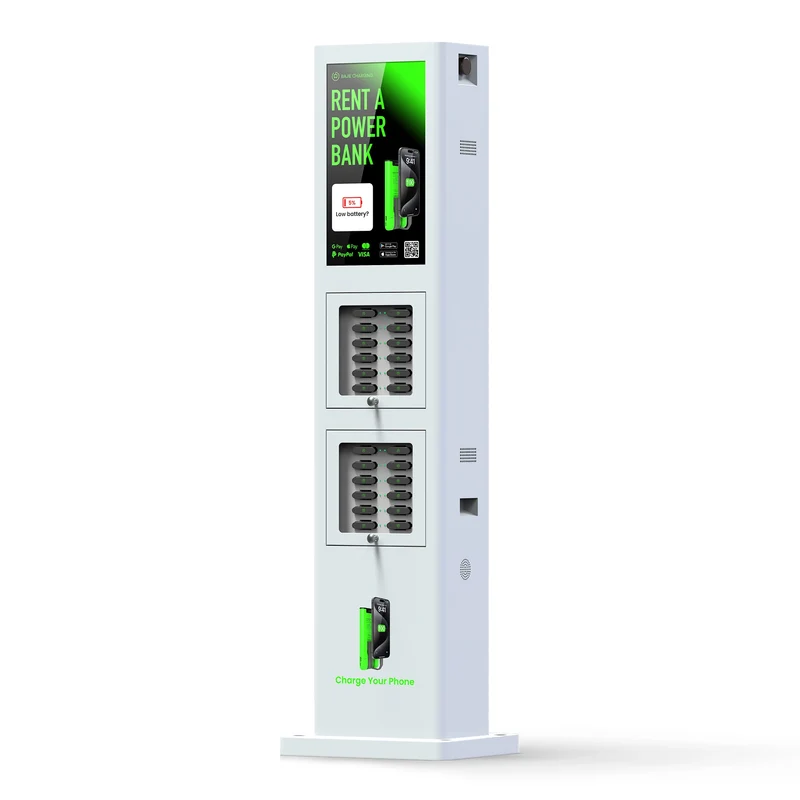Rental Power Bank Simcard 24 Slots 23.8-inch Led Display Touch Screen Waterproof Shared Charging Station 160w Output Power Cord