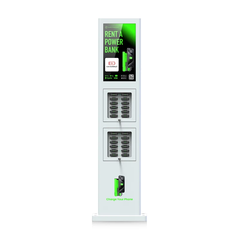 Rental Power Bank Simcard 24 Slots 23.8-inch Led Display Touch Screen Waterproof Shared Charging Station 160w Output Power Cord