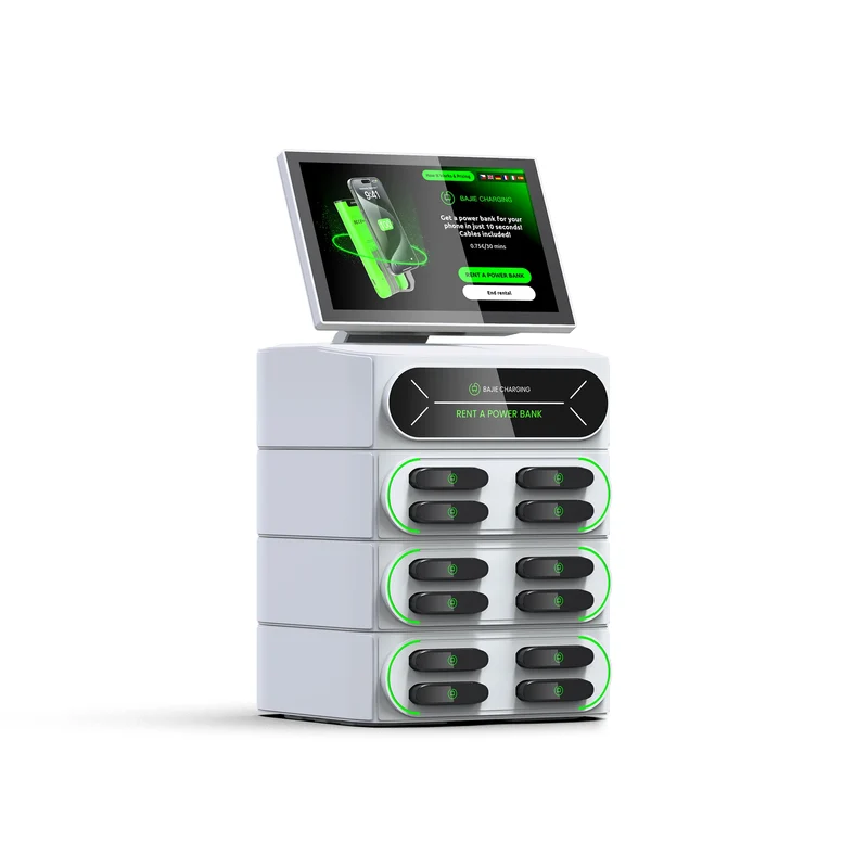 Hot Selling 12-Slot Mobile Charging Station with 10.1-Inch Touch Screen Built-in POS Card Reader Rental & Sharing Power Bank