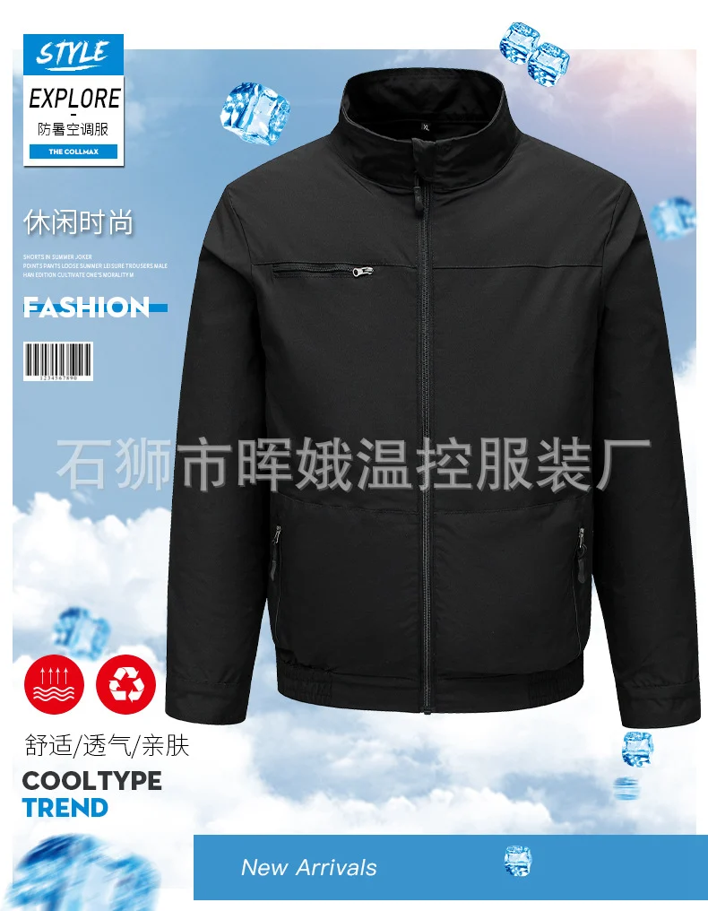 Cross-Border New Smart Air-Conditioned Clothing Porous Fan Stand Collar Workwear Outdoor Work Uniform Labor Protection Duty Fan Clothing