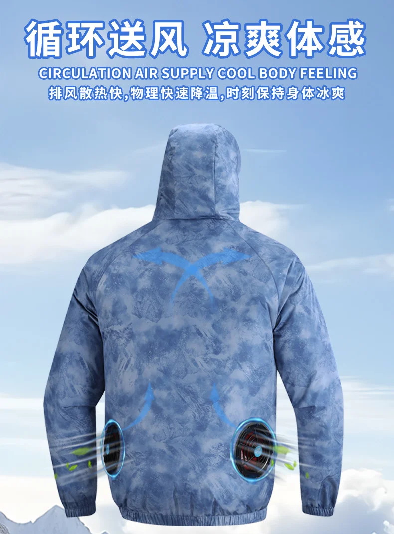 New Fan Sun Protection Clothing, Heatstroke Prevention Outdoor Work Clothes, Refrigeration Fishing Clothing for Men and Women with Fans to Cool down