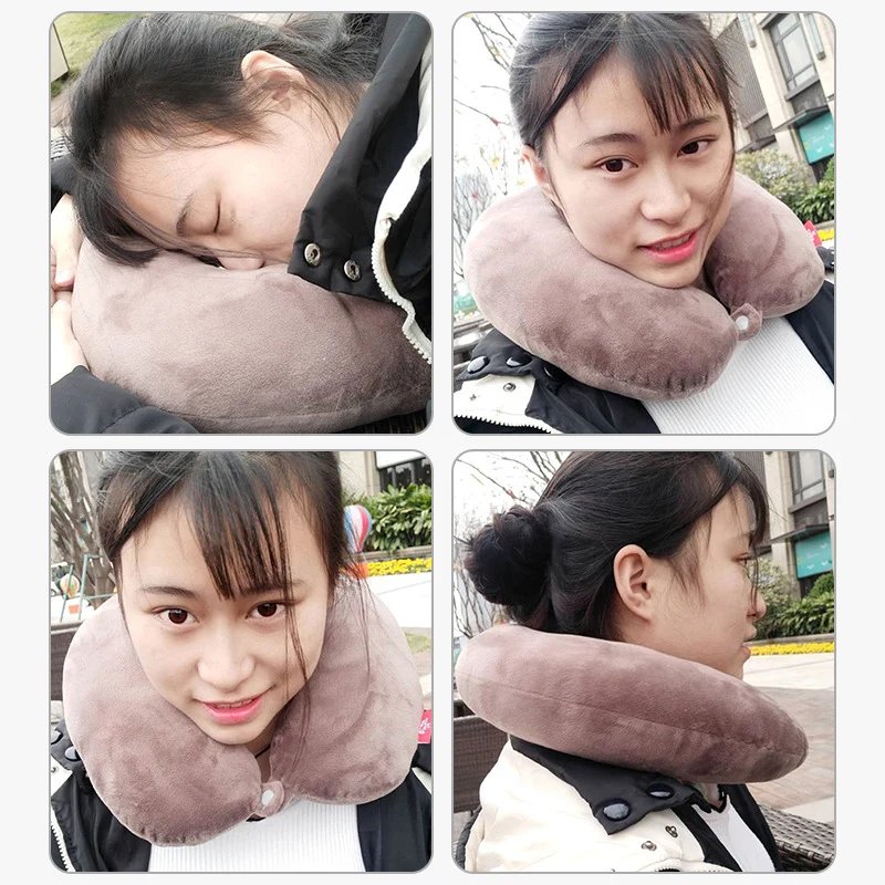 2025 New Cross-Border U-Shaped Pillow Portable Pp Cotton Office Nap Cervical Pillow Car High-Speed Rail Neck Pillow Wholesale