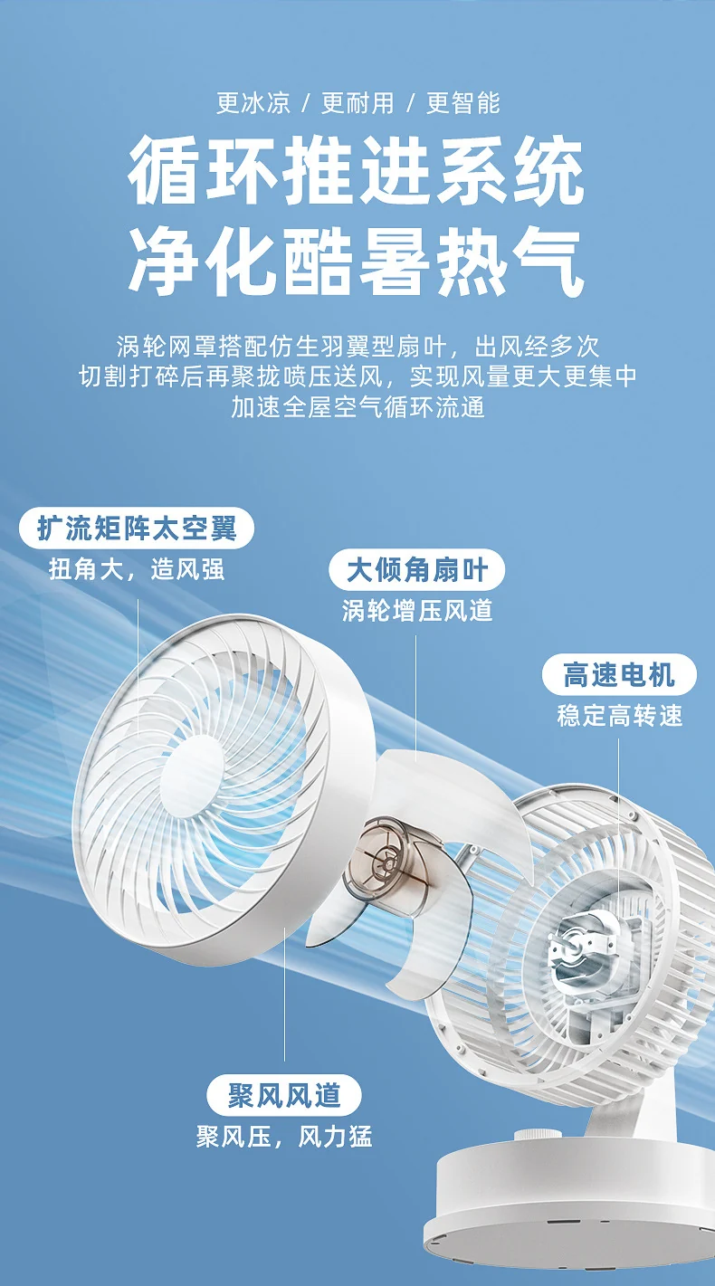 Desktop Electric Fan Large Wind Turbine Small Fan Office Household Desk Fan Silent Electric Fan Air Circulation Fan