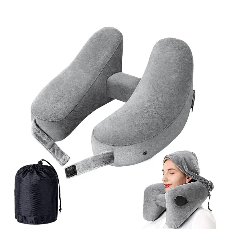 Outdoor Camping In-Stock H-Shaped Inflatable Travel Pillow, Travel Inflatable Neck Pillow, Neck Support Pillow, Portable Pillow for Airplane and High-Speed Rail
