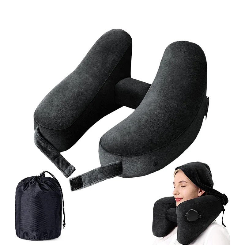 Outdoor Camping In-Stock H-Shaped Inflatable Travel Pillow, Travel Inflatable Neck Pillow, Neck Support Pillow, Portable Pillow for Airplane and High-Speed Rail