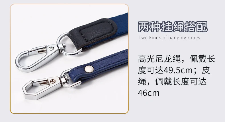Work Card Case Detached Double Card Position Genuine Leather Folding Card Case Chest Card Lanyard Access Control Card Student School Card Rice