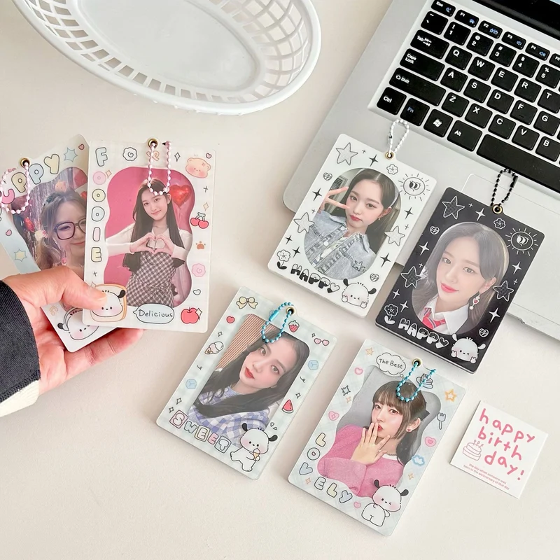Original Cute puppy magnetic three-inch acrylic card holder brick desktop protective card Film card holder