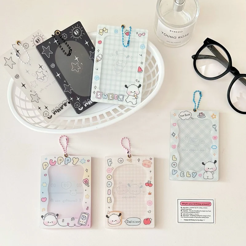 Original Cute puppy magnetic three-inch acrylic card holder brick desktop protective card Film card holder