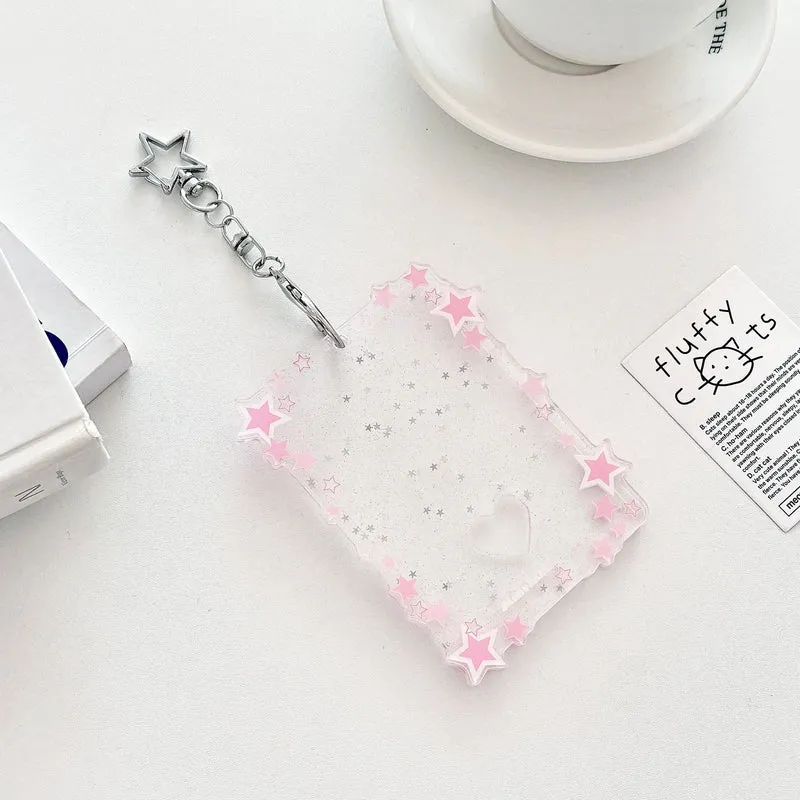 Original Glitter Star Version Card Holder Fan Small Card 3inch Acrylic Card Holder Small Card Polaroid Card Holder Gumei