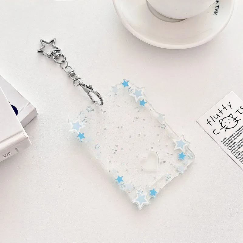 Original Glitter Star Version Card Holder Fan Small Card 3inch Acrylic Card Holder Small Card Polaroid Card Holder Gumei