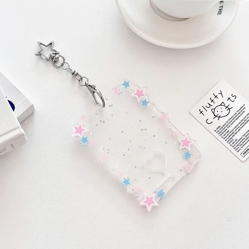 Original Glitter Star Version Card Holder Fan Small Card 3inch Acrylic Card Holder Small Card Polaroid Card Holder Gumei