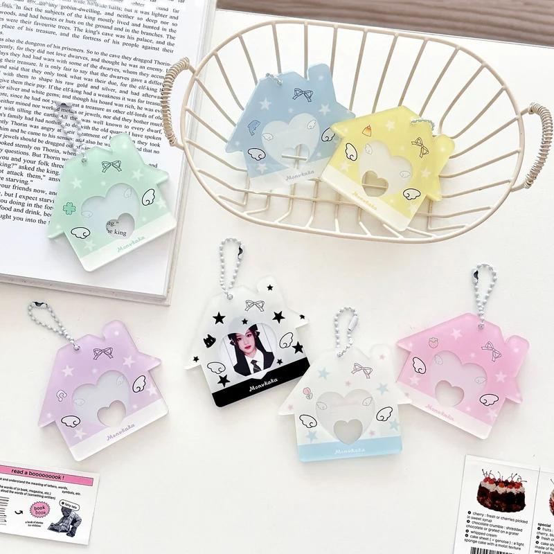 Original Star Little House 2inch Id Photo Card Holder Small Card Storage Card Holder Keychain Storage Pendant Card Holder