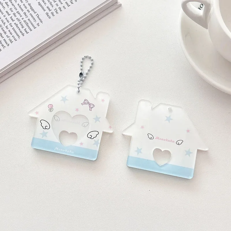 Original Star Little House 2inch Id Photo Card Holder Small Card Storage Card Holder Keychain Storage Pendant Card Holder