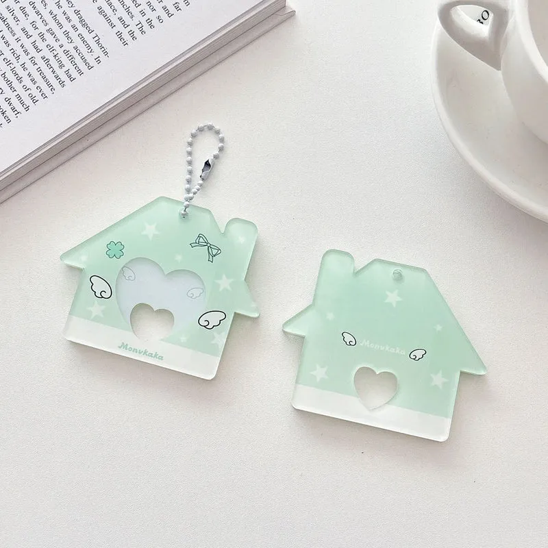 Original Star Little House 2inch Id Photo Card Holder Small Card Storage Card Holder Keychain Storage Pendant Card Holder