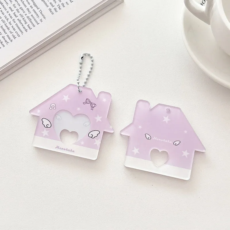 Original Star Little House 2inch Id Photo Card Holder Small Card Storage Card Holder Keychain Storage Pendant Card Holder