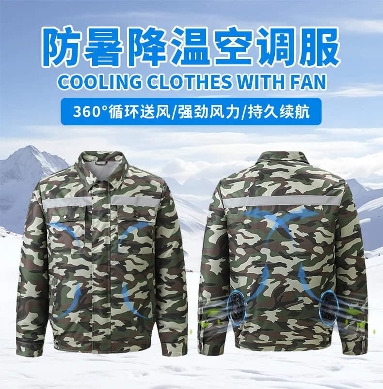 Cross-Border Cooling Air-Conditioning Clothing with Reflective Strips and Fan Cooling Clothing for Men and Women Labor Protection Summer Outdoor Work Clothes