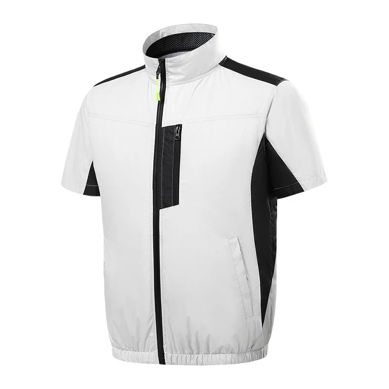 Summer new short-sleeved heatstroke prevention and cooling with fan air conditioning clothing men's work charging refrigeration welder cooling overalls