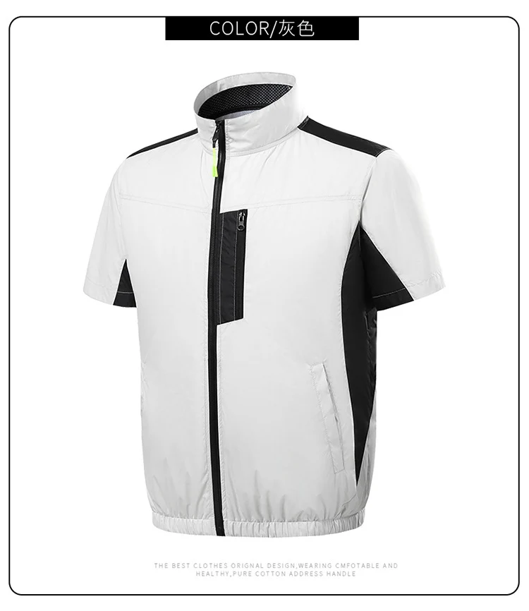 Summer new short-sleeved heatstroke prevention and cooling with fan air conditioning clothing men's work charging refrigeration welder cooling overalls